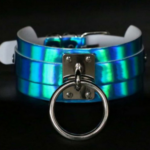 Dolls Kill Jewelry - New! Dolls Kill Blue Holographic choker collar